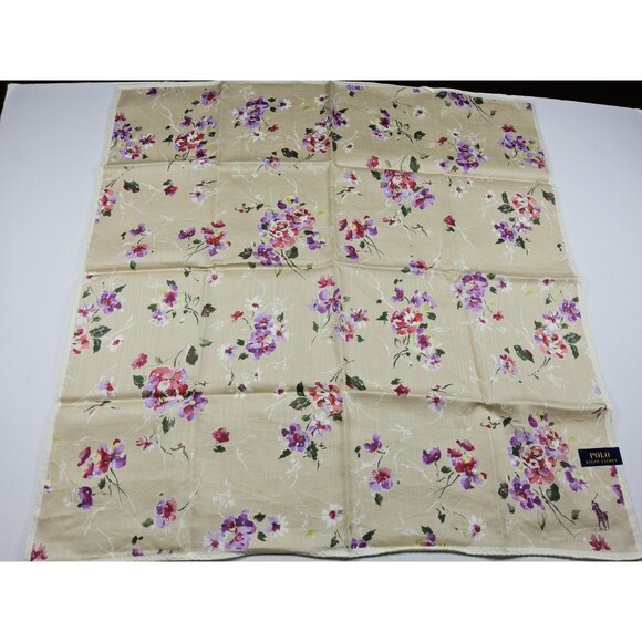 Ralph Lauren Floral Cotton Handkerchief Neckerchief Bandana Scarf Pocket Square - Picture 2 of 3